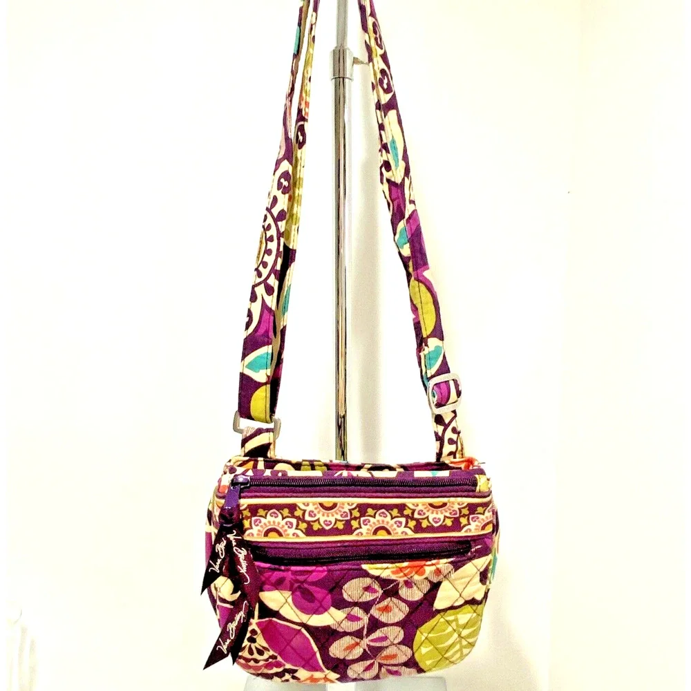 Vera Bradley Plum Crazy 2013 Small Crossbody Purse Organizer Bag Purple Floral_2